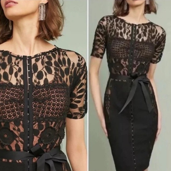 Anthropologie Elegant Black Lace Dress - Picture 1 of 3